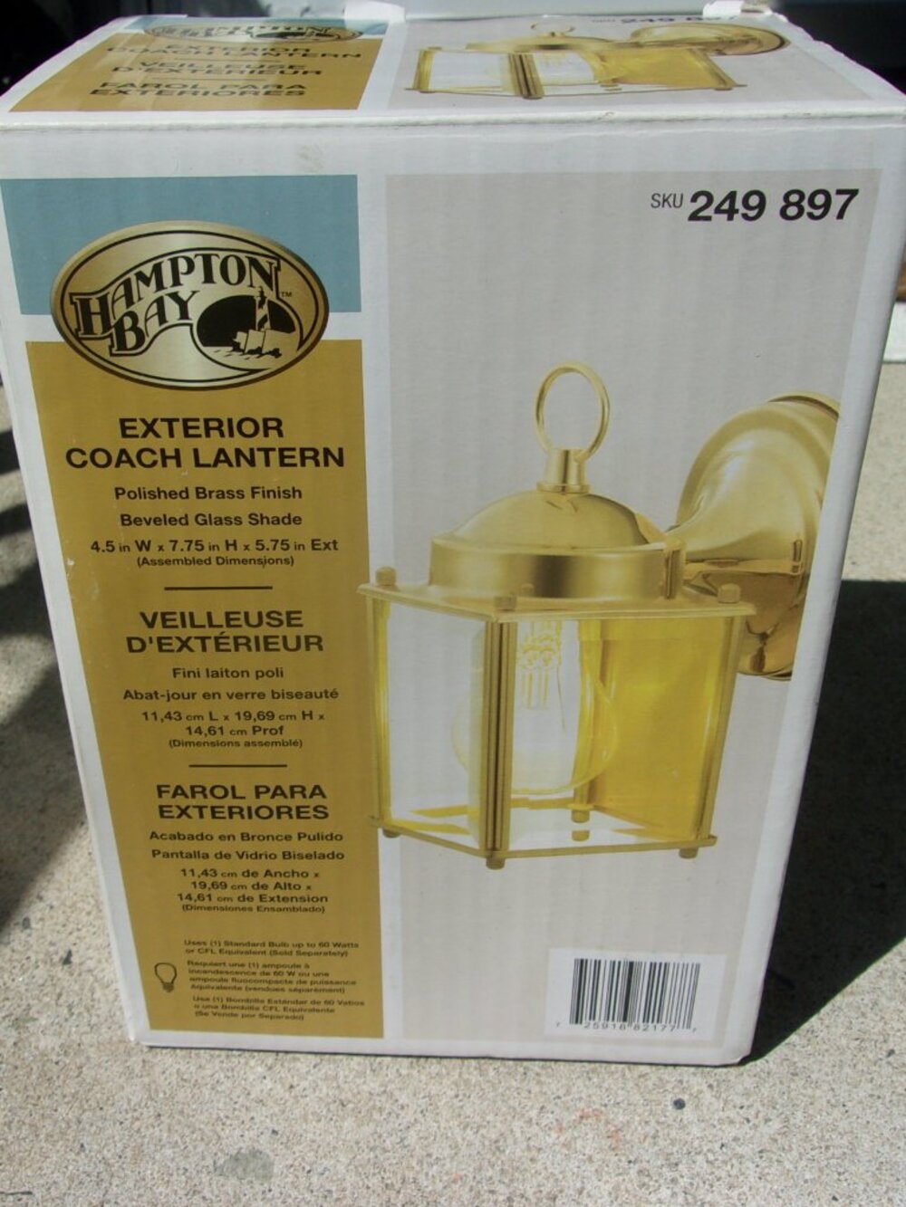 Hampton Bay Exterior Coach Lantern Polished Brass